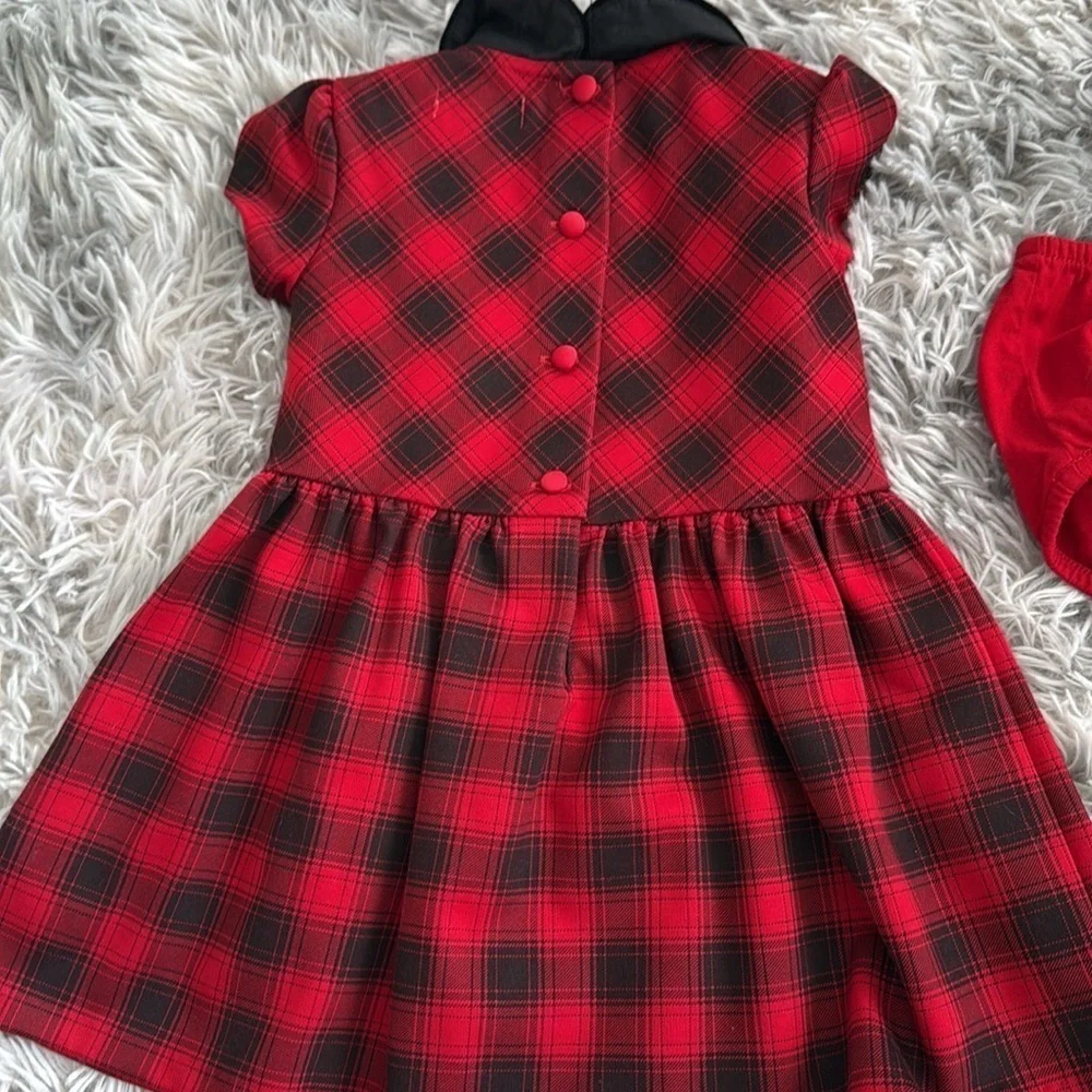 Short sleeve plaid dress with matching diaper cover